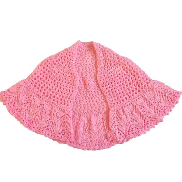 Handmade Crocheted Pink Barbie Shawl Prayer Festival Boho Hippie Custom Made EUC - Picture 8 of 8